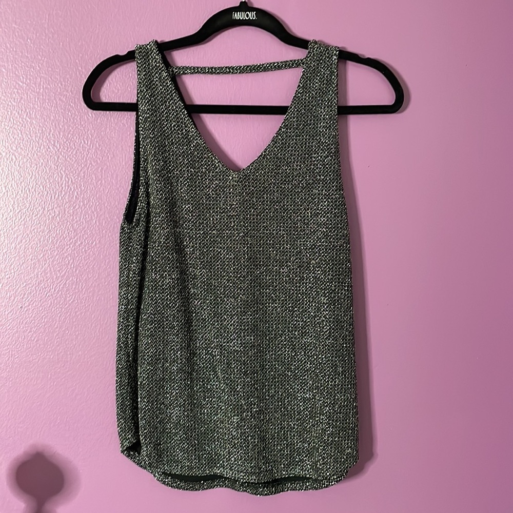 Elodie Black with silver stitching dressy tank top.